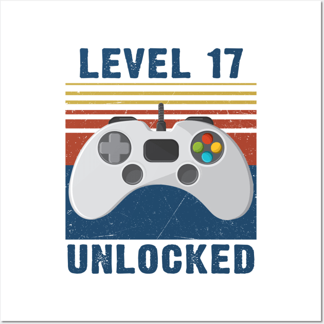 Level 17 unlocked funny gamer 7th birthday Wall Art by Sauconmua Conlaigi99